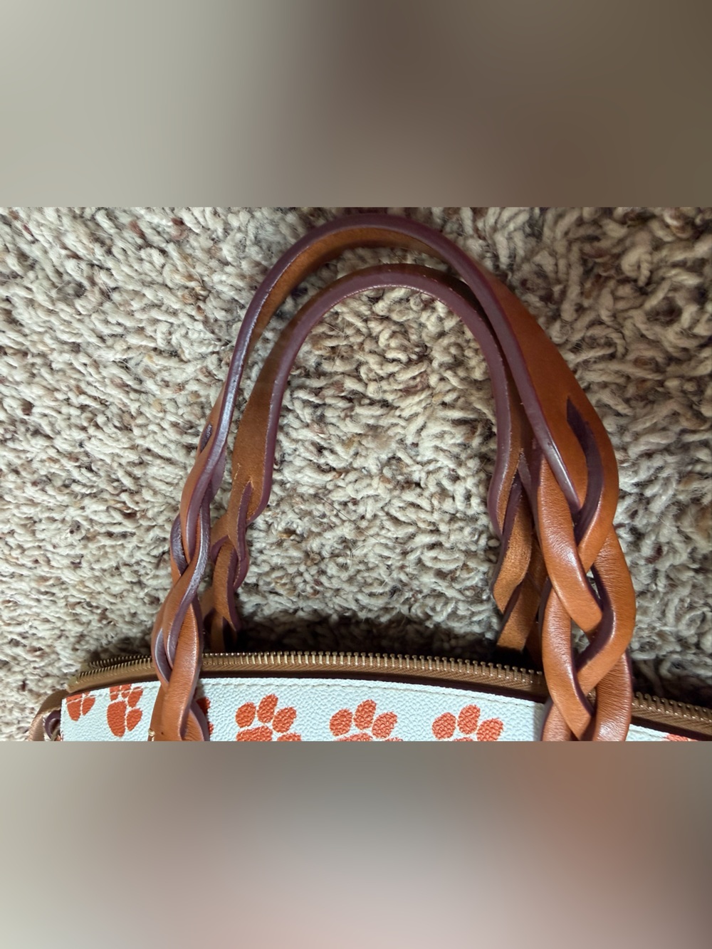 Dooney & Bourke -Clemson Tigers Coated Canvas Paw Print Celeste Satchel Handbag - Picture 14 of 16